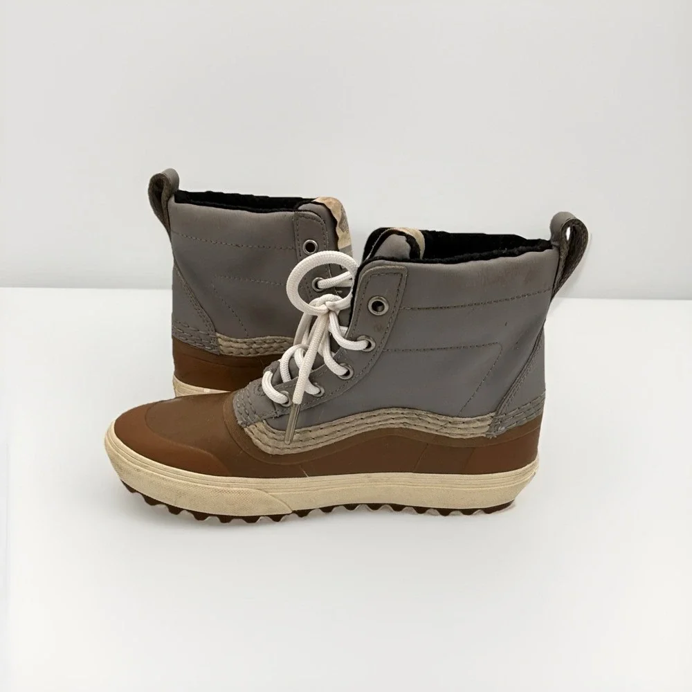 Vans Standard Mid Snow MTE Waterproof US Gray/Tan Leather Boots Mens 6.5 Women 8